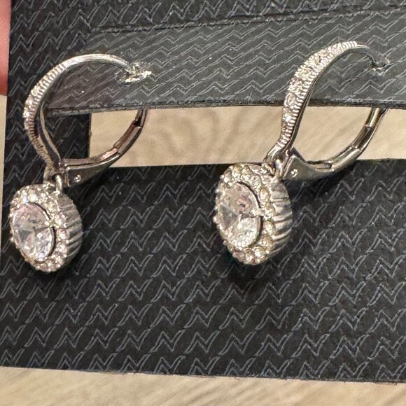 Nadri Framed Round Cubic Zirconia Drop Earrings - Picture 3 of 4
